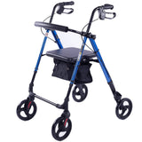 Darrahopens Health & Beauty EQUIPMED 4 Wheel Lightweight Rollator Walker, Aluminium Frame, Seat, Carry Bag, for Seniors, Blue