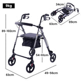 Darrahopens Health & Beauty EQUIPMED 4 Wheel Lightweight Rollator Walker, Aluminium Frame, Seat, Carry Bag, for Seniors, Titanium Style