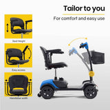 Darrahopens Health & Beauty EQUIPMED Electric Mobility Scooter Portable Folding for Elderly Older Adult, SmartRider Black & Blue