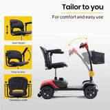 Darrahopens Health & Beauty EQUIPMED Electric Mobility Scooter Portable Folding for Elderly Older Adult, SmartRider Black & Red