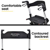 Darrahopens Health & Beauty EQUIPMED Foldable Aluminium Walking Frame Rollator with Bag and Seat, Titanium Colour