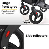 Darrahopens Health & Beauty EQUIPMED Foldable Aluminium Walking Frame Rollator with Bag and Seat, Titanium Colour