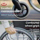 Darrahopens Health & Beauty EQUIPMED Folding Aluminium Wheelchair, 20" Wheels, Park Brakes, 100kg Capacity, Orange