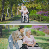 Darrahopens Health & Beauty EQUIPMED Portable Folding Wheelchair 24 Inch 136kg Capacity Wheel Chair Retractable Armrests, Black