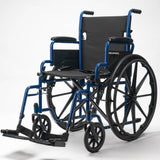Darrahopens Health & Beauty EQUIPMED Portable Wheelchair 24 Inch Folding Lightweight Wheel Chair,136kg Capacity Mobility. Blue