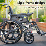 Darrahopens Health & Beauty EQUIPMED Power Electric Wheelchair, Folding, 12km Max Range, Lithium Battery, 24" Rear Wheels, Black