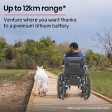 Darrahopens Health & Beauty EQUIPMED Power Electric Wheelchair, Folding, 12km Max Range, Lithium Battery, 24" Rear Wheels, Black