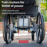 Darrahopens Health & Beauty EQUIPMED Power Electric Wheelchair, Folding, 12km Max Range, Lithium Battery, 24" Rear Wheels, Black