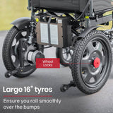 Darrahopens Health & Beauty EQUIPMED Power Electric Wheelchair, Folding, 20km Max Frame, Wider Seat, Lithium Battery, Black