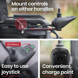 Darrahopens Health & Beauty EQUIPMED Power Electric Wheelchair, Folding, 20km Max Frame, Wider Seat, Lithium Battery, Black