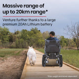 Darrahopens Health & Beauty EQUIPMED Power Electric Wheelchair, Folding, 20km Max Frame, Wider Seat, Lithium Battery, Black
