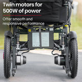 Darrahopens Health & Beauty EQUIPMED Power Electric Wheelchair, Folding, 20km Max Frame, Wider Seat, Lithium Battery, Black