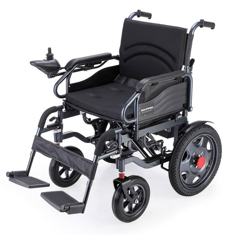 Darrahopens Health & Beauty EQUIPMED Power Electric Wheelchair, Folding, 20km Max Frame, Wider Seat, Lithium Battery, Black