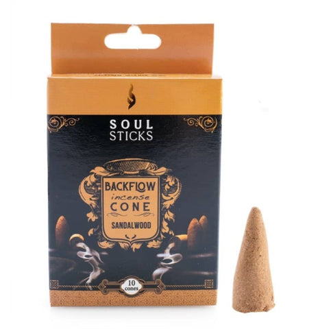 Darrahopens Health & Beauty > Fragrances & Perfumes Soul Sticks Sandalwood Backflow Incense Cone - Set of 10