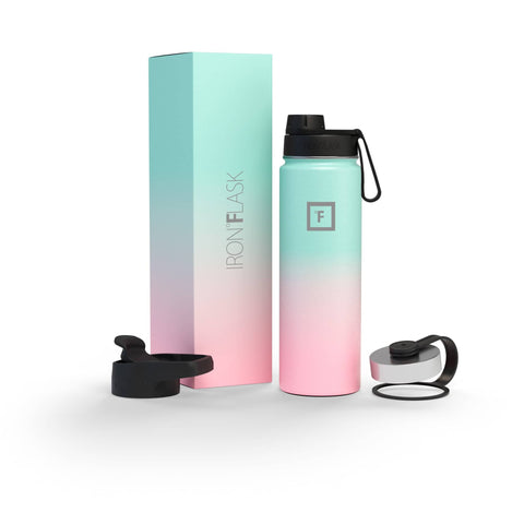 Darrahopens Health & Beauty > Health & Wellbeing Iron Flask Wide Mouth Bottle with Spout Lid, Bubble Gum, 22oz/650ml