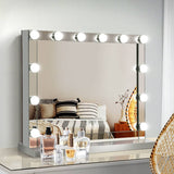 darrahopens Health & Beauty > Makeup Mirrors Embellir Hollywood Makeup Mirror With Light 12 LED Bulbs Vanity Lighted Silver 58cm x 46cm