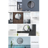 darrahopens Health & Beauty > Makeup Mirrors Embellir Round Wall Mirror 50cm Makeup Bathroom Mirror Frameless