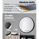 darrahopens Health & Beauty > Makeup Mirrors Embellir Round Wall Mirror 50cm Makeup Bathroom Mirror Frameless