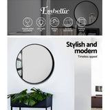 darrahopens Health & Beauty > Makeup Mirrors Embellir Round Wall Mirror 50cm Makeup Bathroom Mirror Frameless