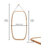darrahopens Health & Beauty > Makeup Mirrors Hanging Full Length Wall Mirror - Solid Bamboo Frame and Adjustable Leather Strap for Bathroom and Bedroom