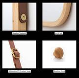 darrahopens Health & Beauty > Makeup Mirrors Hanging Full Length Wall Mirror - Solid Bamboo Frame and Adjustable Leather Strap for Bathroom and Bedroom