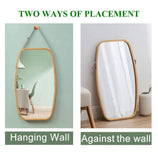 darrahopens Health & Beauty > Makeup Mirrors Hanging Full Length Wall Mirror - Solid Bamboo Frame and Adjustable Leather Strap for Bathroom and Bedroom