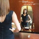 darrahopens Health & Beauty > Makeup Mirrors Hanging Full Length Wall Mirror - Solid Bamboo Frame and Adjustable Leather Strap for Bathroom and Bedroom