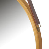 darrahopens Health & Beauty > Makeup Mirrors Hanging Round Wall Mirror 45 cm - Solid Bamboo Frame and Adjustable Leather Strap for Bathroom and Bedroom