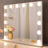Darrahopens Health & Beauty > Makeup Mirrors Hollywood Makeup Vanity Mirror with LED Lights and Detachable 10X Magnification Mirror (White, 62 x 51 cm)