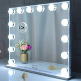 Darrahopens Health & Beauty > Makeup Mirrors Hollywood Makeup Vanity Mirror with LED Lights and Detachable 10X Magnification Mirror (White, 62 x 51 cm)