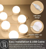 Darrahopens Health & Beauty > Makeup Mirrors Hollywood Vanity Style LED Makeup Lights Mirror with 3 Color Modes Lights with 10 Dimmable Bulbs (Mirror Not Include)