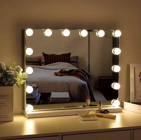 Darrahopens Health & Beauty > Makeup Mirrors Hollywood Vanity Style LED Makeup Lights Mirror with 3 Color Modes Lights with 10 Dimmable Bulbs (Mirror Not Include)