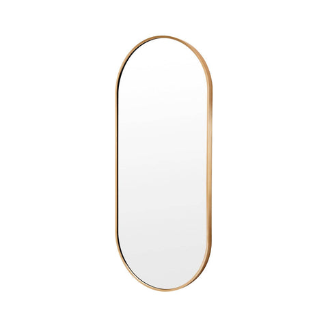 darrahopens Health & Beauty > Makeup Mirrors La Bella Gold Wall Mirror Oval Aluminum Frame Makeup Decor Bathroom Vanity 45 x 100cm