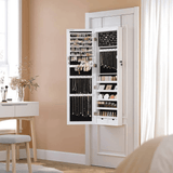 Darrahopens Health & Beauty > Makeup Mirrors SONGMICS 6 LEDs Jewelry Cabinet Armoire Organizer with Mirror 2 Drawers White JJC93W