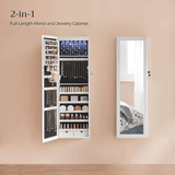 Darrahopens Health & Beauty > Makeup Mirrors SONGMICS 6 LEDs Jewelry Cabinet Armoire Organizer with Mirror 2 Drawers White JJC93W