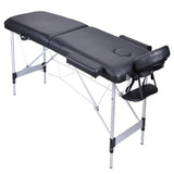 Darrahopens Health & Beauty > Massage 2 Fold Portable Aluminium Massage Table Massage Bed Beauty Therapy Black