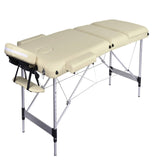Darrahopens Health & Beauty > Massage 3 Fold Portable Aluminium Massage Table Massage Bed Beauty Therapy Beige