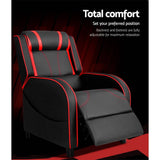 darrahopens Health & Beauty > Massage Artiss Recliner Chair Gaming Racing Armchair Lounge Sofa Chairs Leather Black