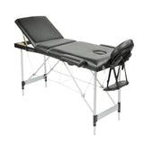 Darrahopens Health & Beauty > Massage Black 3 Fold Portable Aluminium Massage Table Massage Bed Beauty Therapy