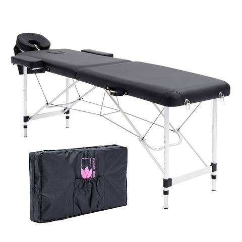 darrahopens Health & Beauty > Massage Forever Beauty Black Portable Beauty Massage Table Bed Therapy Waxing 2 Fold 55cm Aluminium