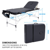 darrahopens Health & Beauty > Massage Forever Beauty Black Portable Beauty Massage Table Bed Therapy Waxing 3 Fold 70cm Aluminium