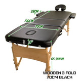 darrahopens Health & Beauty > Massage Forever Beauty Black Portable Massage Table Bed Therapy Waxing 3 Fold 70cm Wooden