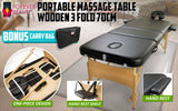 darrahopens Health & Beauty > Massage Forever Beauty Black Portable Massage Table Bed Therapy Waxing 3 Fold 70cm Wooden