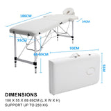 darrahopens Health & Beauty > Massage Forever Beauty White Portable Beauty Massage Table Bed Therapy Waxing 2 Fold 55cm Aluminium
