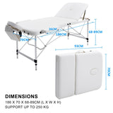 darrahopens Health & Beauty > Massage Forever Beauty White Portable Beauty Massage Table Bed Therapy Waxing 3 Fold 70cm Aluminium