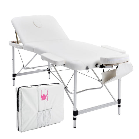 darrahopens Health & Beauty > Massage Forever Beauty White Portable Beauty Massage Table Bed Therapy Waxing 3 Fold 70cm Aluminium