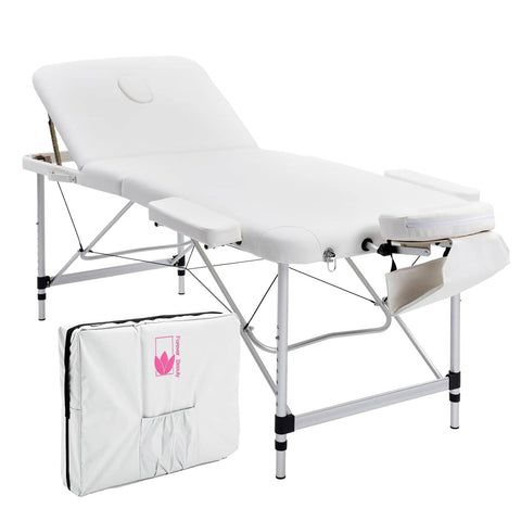 darrahopens Health & Beauty > Massage Forever Beauty White Portable Beauty Massage Table Bed Therapy Waxing 3 Fold 75cm Aluminium