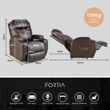 Darrahopens Health & Beauty > Massage FORTIA Electric Massage Lift Recliner Chair Faux Leather 8 Point Massage Heating, Dark Crimson