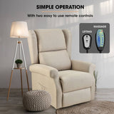 Darrahopens Health & Beauty > Massage FORTIA Electric Recliner Lift Heat Chair for Elderly, Massage, Heat Therapy, Aged Care, Beige