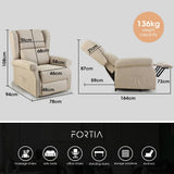 Darrahopens Health & Beauty > Massage FORTIA Electric Recliner Lift Heat Chair for Elderly, Massage, Heat Therapy, Aged Care, Beige